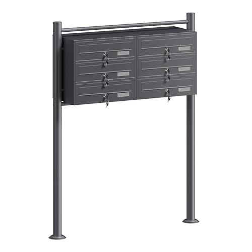 Wiltec 6er Briefkastenanlage Anthrazit 945 x 270 x 1200 mm,...