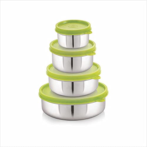 STEELLOCKFlex Stainless Steel Containers Size Deep 150ml x 1, 250ml x 1, 500ml x 1, 700ml x 1 (Green)