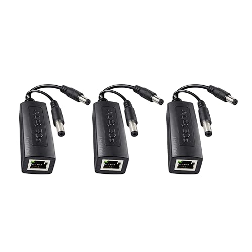 Image of 3-Pack Power Over Ethernet Adapter PoE Splitter Active 48V to 12V Compatible with POE Devices PoE Switches IP Camera IP Phone, Black, POE3