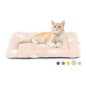 Mora Pets Cat Bed for Indoor Cats Washable Dog Crate Bed Soft Flat Dog Bed Mat for Small Dogs Kennel Pad for 22 inch Cage Cute Pet Cushion Liner for Puppy Kitten Anti-Slip Pink 22 x 13