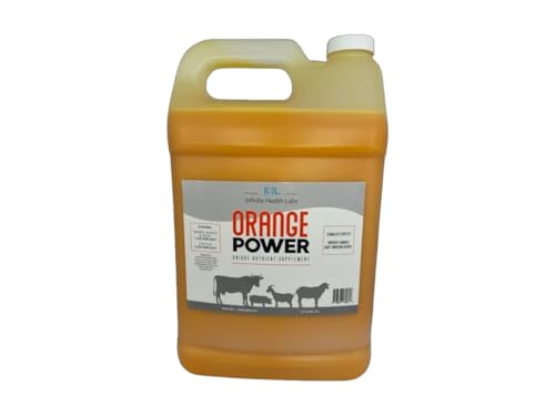 Infinite Health Labs - Orange Power Nutrient Supplement for Show Cattle, Sheep, Goats and Pigs - Appetite Stimulant & Performance Booster - Liquid Formula with B12 & Phosphorus (1 Gallon)