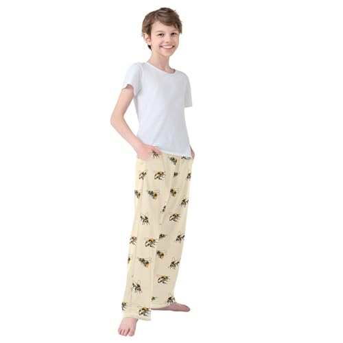 Boys' Pants Fly Puffy Bee Long Bottoms Jogger Pants Elastic Waist Trousers with Pockets S-XL4