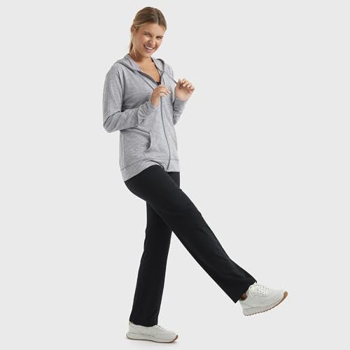 Image of Hanes Women's Lightweight Full Zip Hoodie, Textured Cotton Zip Up, T-Shirt Hoodie