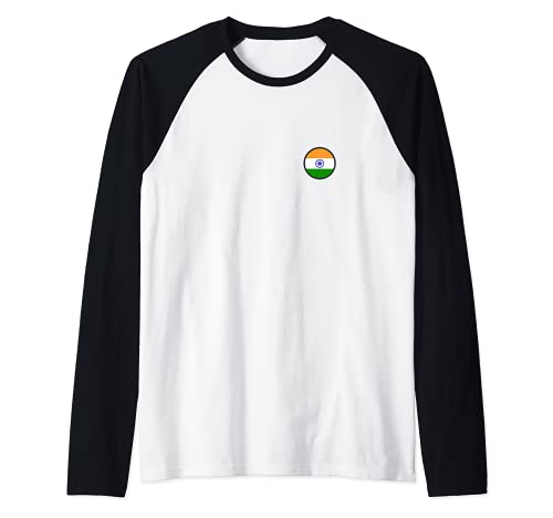 Flag India Raglan Baseball Tee, Black