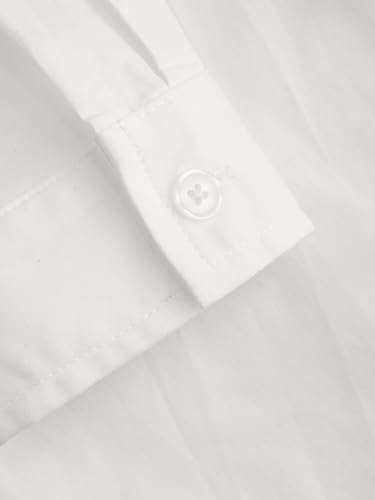 CIDER Long Sleeve Shirts Women Polo Neck Striped Button Down Waist Cinching Cotton Woven Shirt4