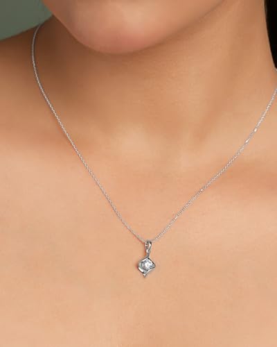 Image of CLARA 925 Sterling Silver Mia Solitaire Pendant Earrings Chain Bracelet Ring for Women & Girls| Platinum Plated | Gift for her