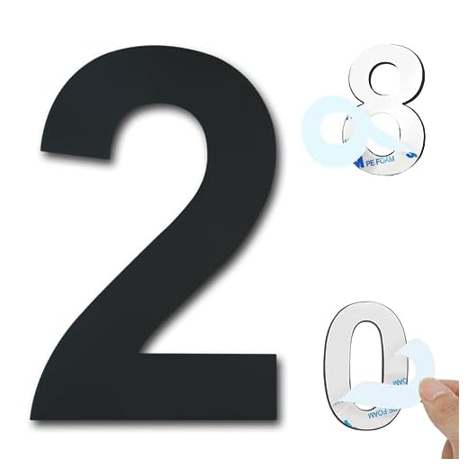 Ywonoby House Numbers - 3 Inch Self Adhesive Metal Stainless Steel Door Numbers Stickers for House Mailbox Apartment Hotel Courtyard - Black(2)