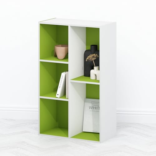 Image of Furinno TOMI TV Stand, 5-Cube Entertainment Center with Open Shelf, Reversible TV Console, for Living Room, Bedroom, Home Office, Green