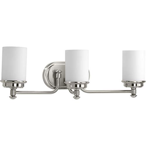 Glide Collection 3-Light Etched Opal Glass Coastal Bath Vanity Light Brushed Nickel