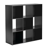 wenyuyu 9-Cube Storage Organizer, 11in Shelf Opening, Bookcase Shelf, Open Cube Display Shelf, Customizable w/Panels, Large Modern Storage for Living Room, Bedroom & Office (Black)