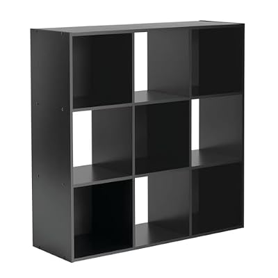 wenyuyu 9-Cube Storage Organizer, 11in Shelf Opening, Bookcase Shelf, Open Cube Display Shelf, Customizable w/Panels, Large Modern Storage for Living Room, Bedroom & Office (Black)