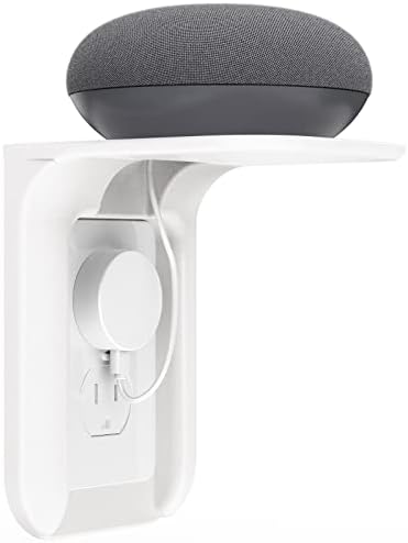 WALI Outlet Shelf Wall Holder, Standard Vertical Duplex Decorative Power Perch Outlet Space Saving for Smart Home Speakers, Power Tools, Toothbrush, Home Mini up to 10lbs (OLS001-W), 1 Pack, White