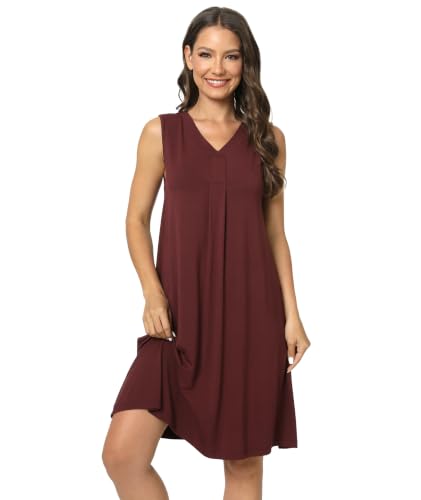 Image of GYS Cooling Bamboo Viscose Nightgowns for Women, Lightweight Sleeveless V Neck Sleep Shirt for Hot Sleepers, Soft Night dress