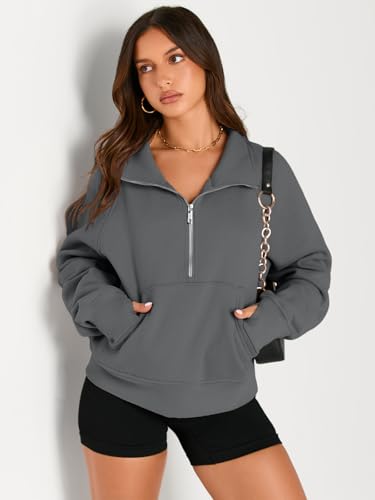 Image of AUTOMET Womens Sweatshirts Half Zip Cropped Pullover Fleece Quarter Zipper Hoodies 2026 Fall Fashion Outfits Clothes