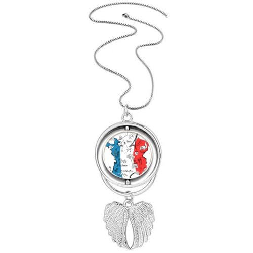Collier pendentif drapeau national avec ailes d'ange en acier pour homme et femme