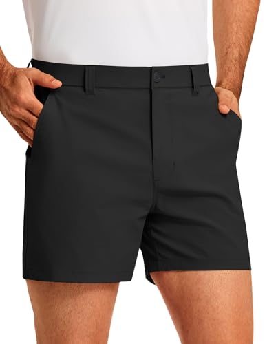 PULI Golf Shorts Men 5 Inch Inseam Stretchy Quick Dry Breathable Waterproof Casual Shorts with Pockets Black 30