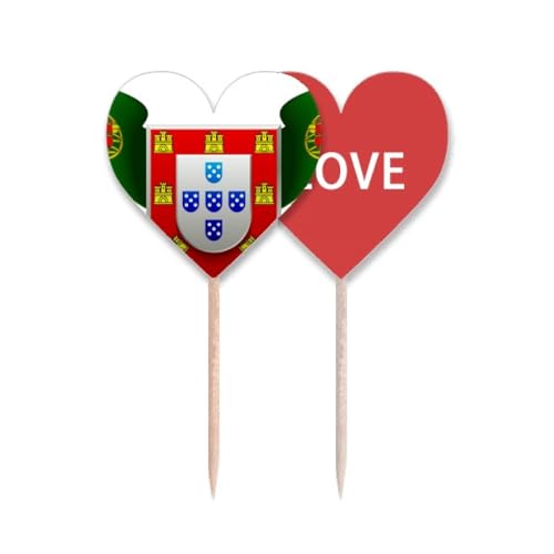 Drapeau Portugal symbole cœur amour en pic à cupcake pour célébrer vos racines