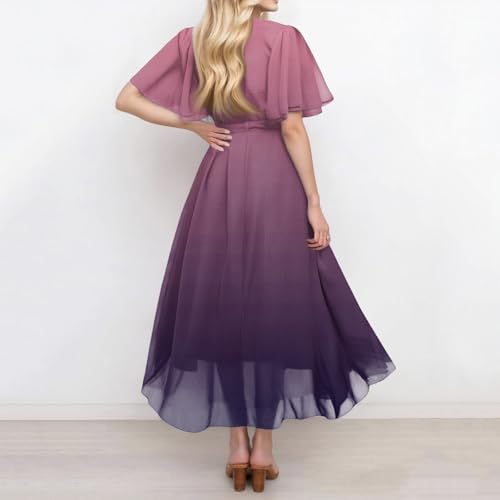 Spring Summer Chiffon Midi Dresses for Women 2025 Elegant Classy Wedding Guest Floral Formal Cocktail Prom Dress