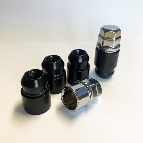 TRACER Felgenschloßmuttern schwarz M12x1.5 - Kegelbund 60° - Länge 34mm Schlüsselweite 19/21 mit 2x Schlüssel kompatibel mit Ford, Chrysler, Toyota, Hyundai, KIA, Honda, Mazda TRACER Felgenschloßmuttern schwarz M12x1.5 - Kegelbund 60° - Länge 34mm Schlüsselweite 19/21 mit 2x Schlüssel kompatibel mit Ford, Chrysler, Toyota, Hyundai, KIA, Honda, Mazda