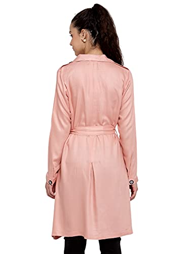 Image of Style Quotient Women Black Solid Double-Breasted Trench Coat