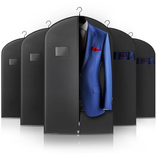Hleelomi 5 Pack 40-inch Suit Bag Garment Bag for Travel and Storage