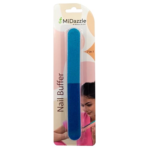 Image of Midazzle Professional Nail File & Buffer Set | 4-Way Nail Buffer Block & Nail File with Grip | Nail Shiner, Nail Polisher, Nail Care Tool for Natural & Acrylic Nails | Manicure Pedicure Kit for Women & Men (MINF3803+MIMT4001)