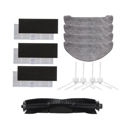Kit de filtro de cepillo lateral de repuesto para aspiradora V1, almohadillas de microfibra de filtración multigrado para todos los suelos duros, 1 rodillo + 4 cepillos laterales + 4 paños de fregona