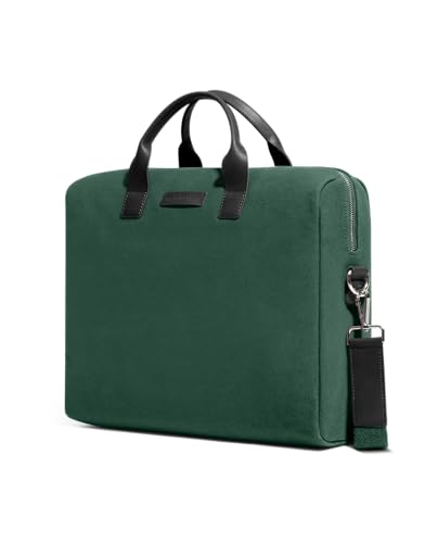 Image of DailyObjects Unisex City Compact Fleet Canvas Laptop Messenger Bag with Leather Handles and Adjustable Straps | Zip Closure with Slip Pockets and Large Storage For 14 Inch Laptops