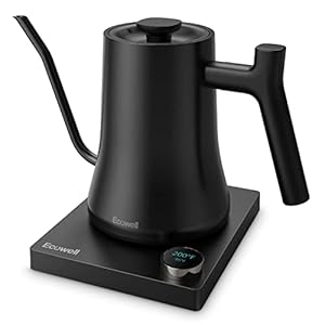 ECOWELL WMTS01 Gooseneck Electric Kettle, Electric Kettles for Boiling Water, 0.8L Pour Over Coffee & Tea Kettle, ±1℉ Temperature Control, Stainless Steel Inner, 1200W Quick Heating, Matte Black