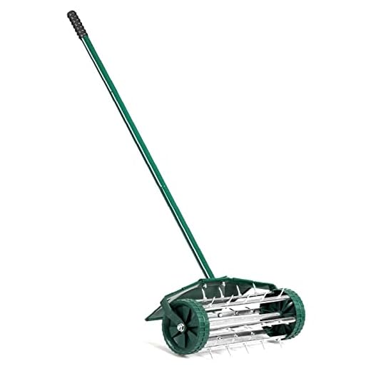 Happytools Rolling Lawn Aerator, Grass Dethatching Manual Aeration Tool with 50 Inch Handle & Fender, Gardening Lawn Care Aerators for Yard Garden Lawn