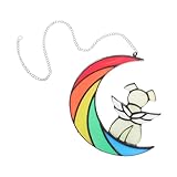 ORFOFE 窓 月 吊り下げ 動物 吊り下げ 窓 サン ャー 犬 思い出 窓 太陽 ャー 染色 虹 月 サン ャー 犬 オーナメント サン ャー 子犬 天使 メモリア