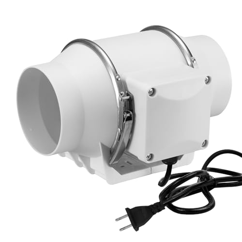 Sidvkut ダクトファン 風量280m³/h ダクト用換気扇 強力 大風量 省エネ 中間取付 中間取付形ダクトファン 2ピン式電源プラグ 塗装ブース用 焼肉用 家庭用 業務用 (100mm) - Sidvkut - 商品画像