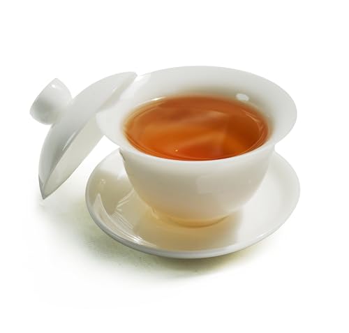Image of Liang baobao Ice Jade White Porcelain Gaiwan,5oz Teacup Suet-fat Jade Porcelain Chinese Tea Cup Set for Gongfu Tea (white)