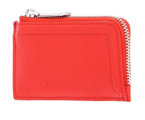 Porte-cartes Calvin Klein orange petit portefeuille fin en cuir pour homme et femme