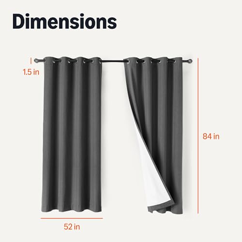 Image of Amazon Basics 100% Blackout Curtains with Grommets, 52 x 84 Inches, Black, 2 Panels