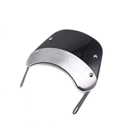 BHYShop Universal 5-7"Faro a Prueba de Viento carenado Parabrisas Parabrisas para Honda Yamaha Suzuki GSXR YZF CB XR KL Cafe Racer (Negro)