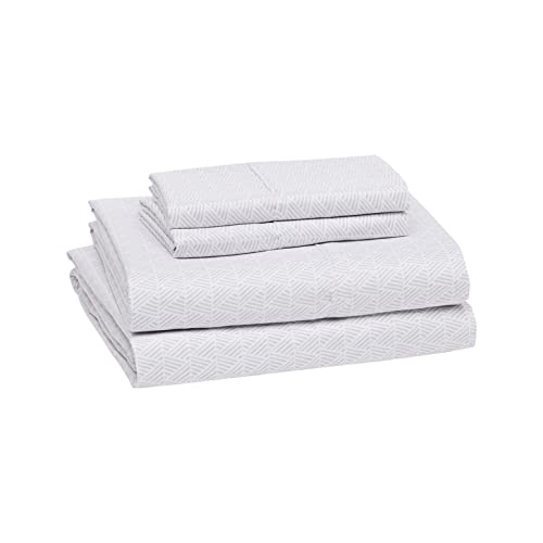 Image of Amazon Basics Breathable,Wrinkle-Free Brushed Microfiber 4-Piece Bed Sheet Set with 14-Inch Deep Pockets,Queen,Gray Crosshatch,Printed,(Pack of 4)