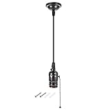  E26 / E27 - Kit de iluminación colgante con cable portabombillas, enchufe de pared, 1,2 m, cable con interruptor de cadena negro