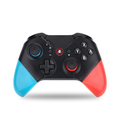 NK Pro Switch Wireless Pro Switch Controller mit Makro-/Wake/Turbo/Gyro Axis/Dual-Vibration/RGB-Licht, Schwarz/Rot/Blau