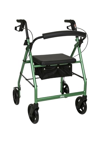 Drive R8 Lightweight Rollator Indoor & Outdoor 4 Wheel Walker, Height Adjustable Handles, Seat and Bag, Limited Edition Green