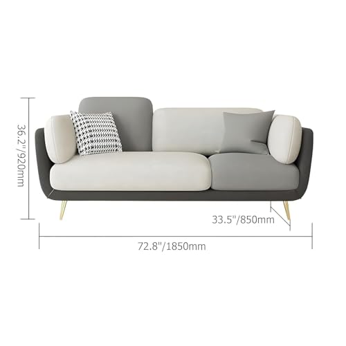 Image of Modern Sofa, 3 Seater with Decorative Cushions, Chesterfield Arm Three Seater for Living Room Guest Room Hotels & Office (3 Grey & Beige)
