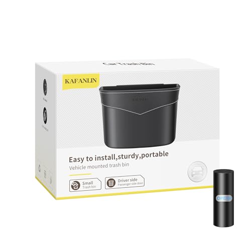 Image of Car Trash Can Mini Trash Bin Garbage Organizer with Plastic Trash Bag Automotive Small Garbage Bin for Home Office Auto Vehicle Car Door Front Back Seat Storage Accessories Glovebox Trash Can