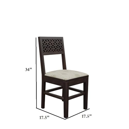 Image of THE WOODEN CITY Solid Sheesham Wood 3 Chair with 1 Bench Dining Table Set with Cushioned Chairs for Dining Room | Living Room | Home & Office - Walnut Finish