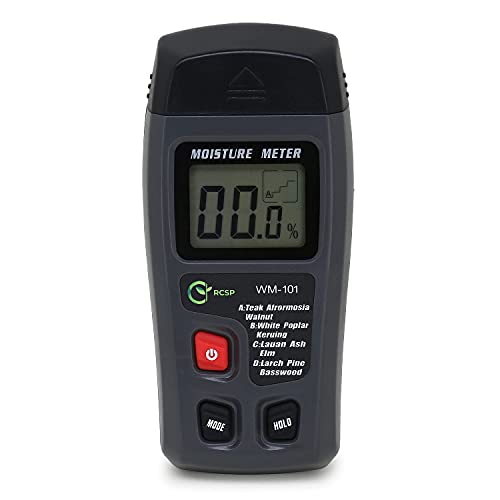 Image of RCSP Wood Moisture Meter Digital Large LCD Display with 2 pin Test Probe Humidity Damp Meter for Firewood Paper Humidity Measuring Grey