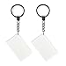 QQSD Solid White Blank Flag Keychain Plain White Key Ring (2 Pack)