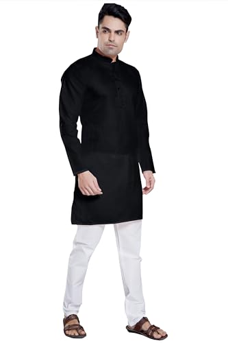 Image of DIVISIVE Men's Plain Cotton Blend Linen Slim Fit Kurta Pyjama Set
