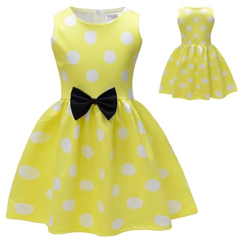 Girls Vintage 50s Dress Retro Polka Dot Sundress, Sleeveless A-Line Midi Dresses for Summer, Holiday Party Outfits2