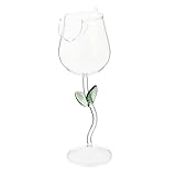 SECFOU Copa de Vino de Cristal Diseño de Rosa Elegante para Decoración y Uso en Fiestas o Bar en Casa, Cómoda Estilo Original