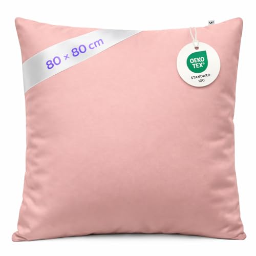 Wolkenfeld Kopfkissenbezug 80x80 – Weicher Kissenbezug für Standardkissen – Öko-Tex Zertifiziert – Kissenhülle mit verdecktem Reißverschluss – Pflegeleicht & atmungsaktiv – Rosa