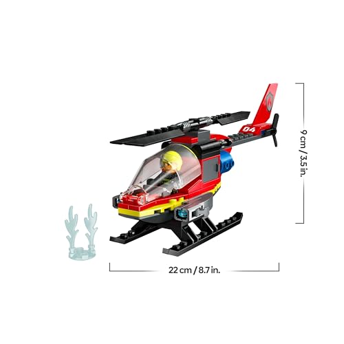 LEGO City ’Hélicoptère de Secours des Pompiers Ensemble de Construction avec Minifigurines de Pilote Pompier Cadeau pour Garçons et Filles de ou Plus Jeu Imaginatif 60411 - vue 7